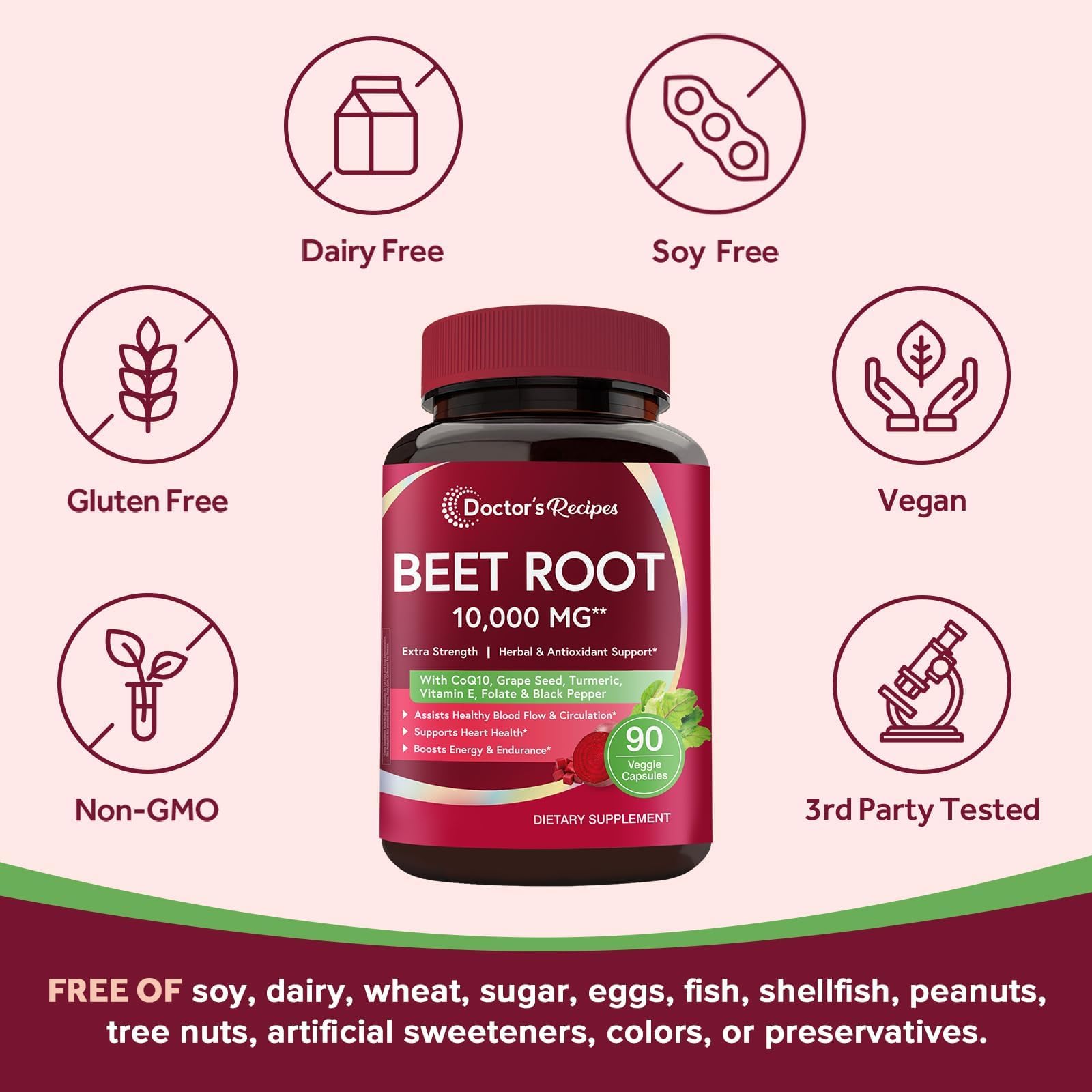 Doctor's Recipes capsules CoQ10 pour énergie et vitalité potentielles.
