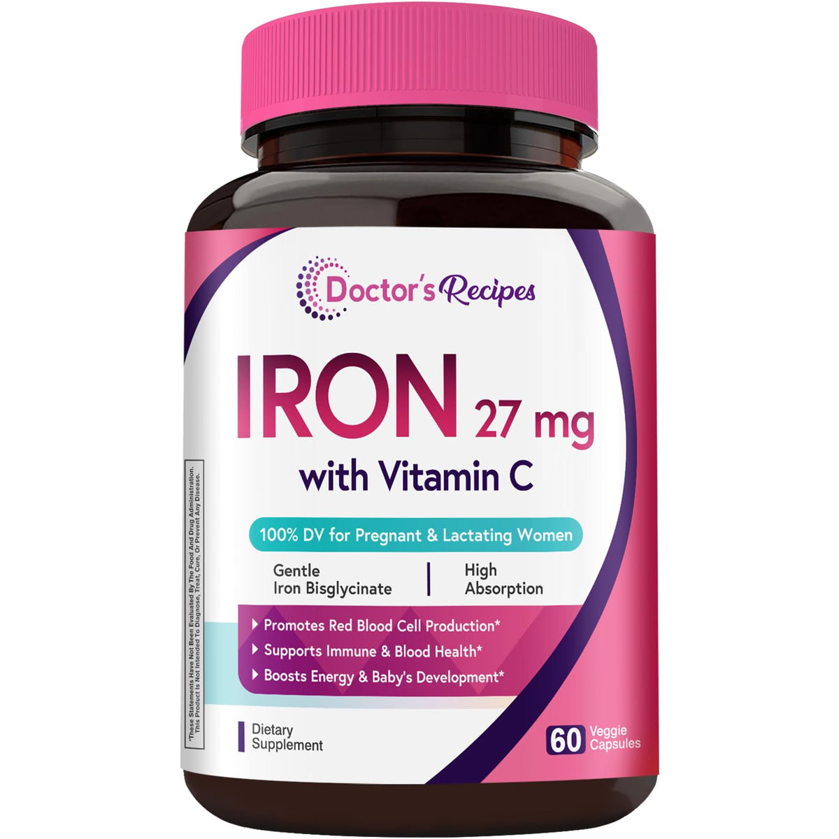 Doctor's Recipes capsule fer bisglycinate végane pour une absorption douce