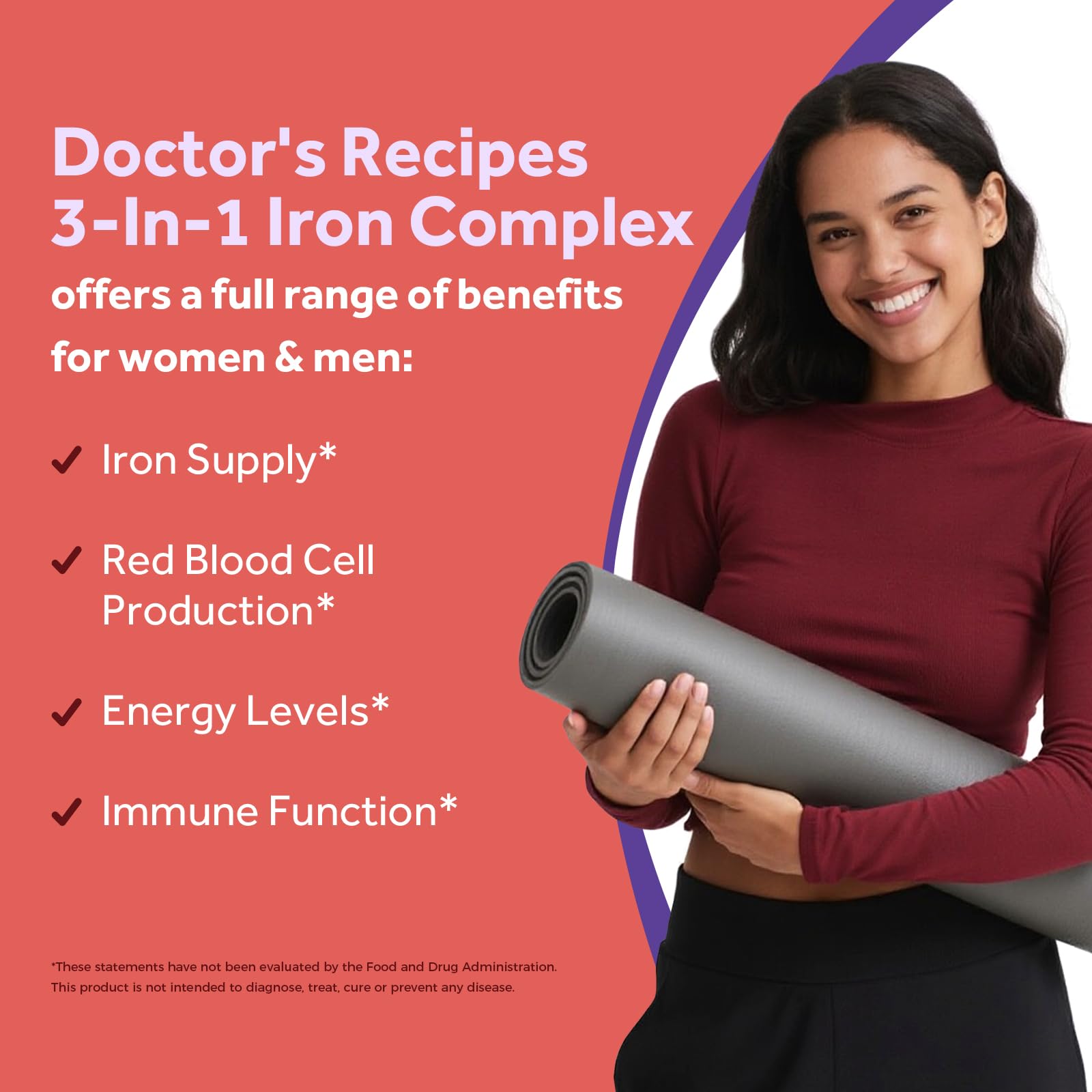 Doctor's Recipes fer-sulfate-tablettes, soutien des globules rouges et énergie quotidienne.