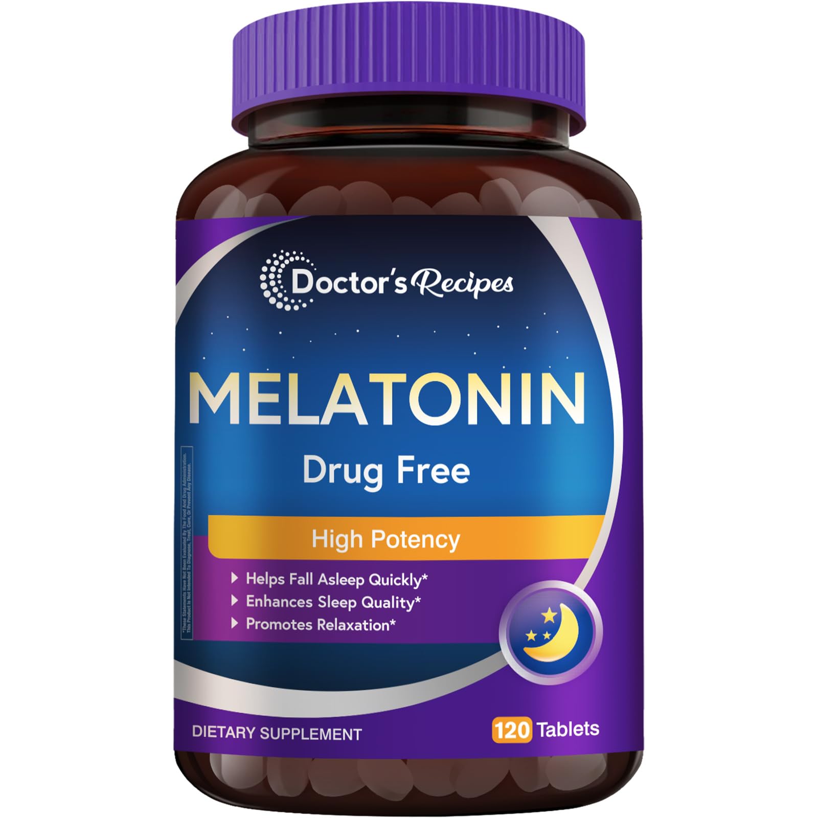 Doctor's Recipes Mélatonine 10 mg - bouteille visible, soutien potentiel du sommeil naturel