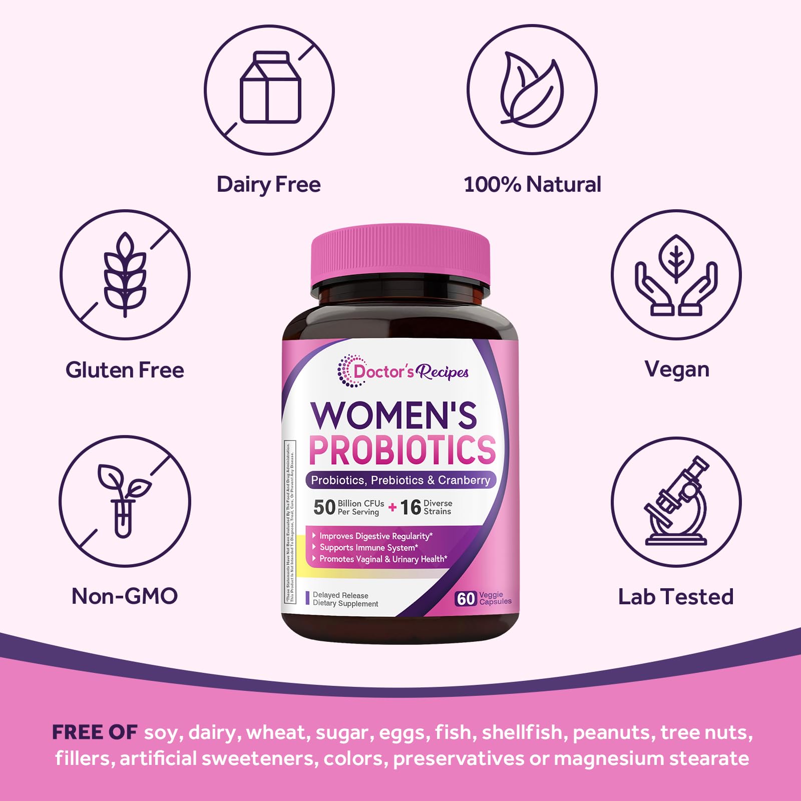 Doctor's Recipes Probiotiques femme : stabilité à l'étagère et format pratique.