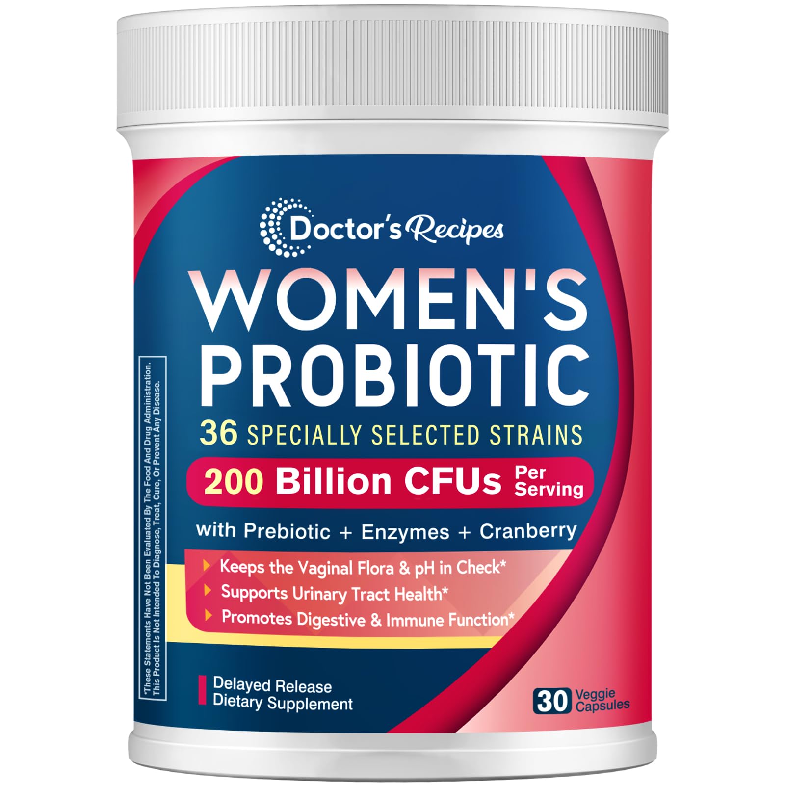 Bouteille Doctor's Recipes Probiotiques pour femmes, 200 Md CFU, prêt à l'emploi