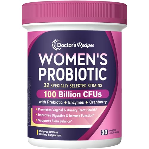 Doctor's Recipes Probiotiques pour femmes – bouteille: soutien intestinal quotidien.