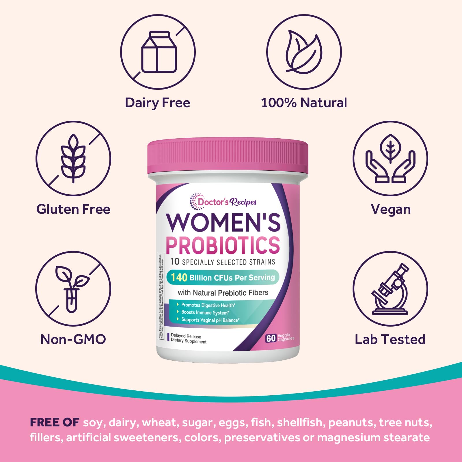 Doctor's Recipes Probiotiques femmes – équilibre digestif et vaginal en douceur