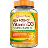Doctor's Recipes vitamine D3 bouteille, soutien immunitaire potentiel.