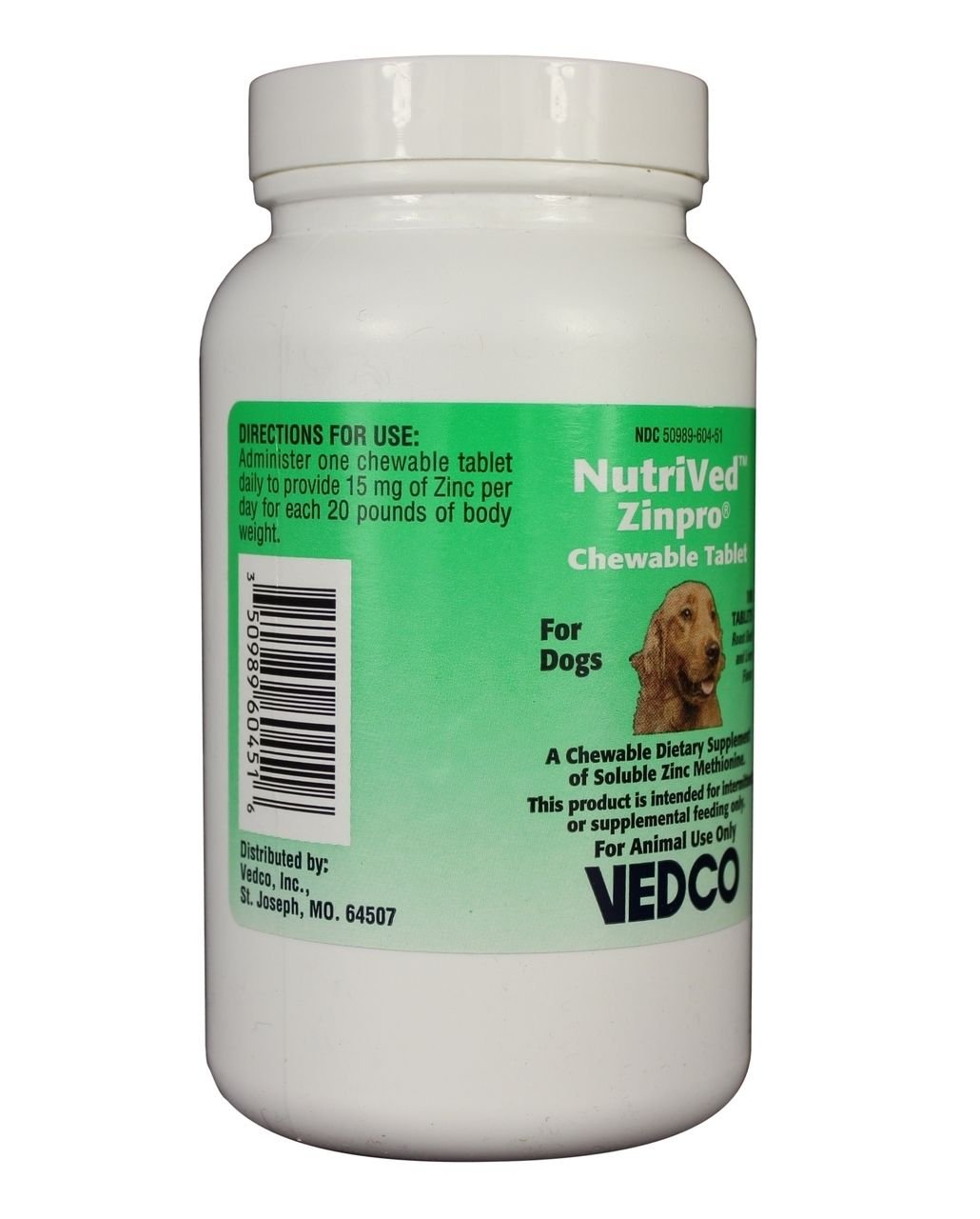 Boîte NutriVed ZinPro de 100 comprimés, format pratique pour la routine du chien.