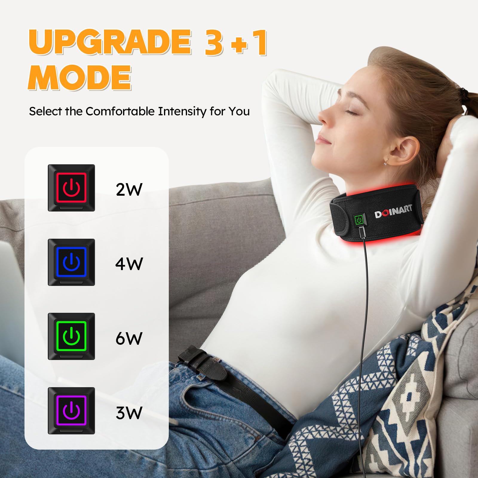 Lumière 660nm et infrarouge proche 850nm pour couverture superficielle et profonde.