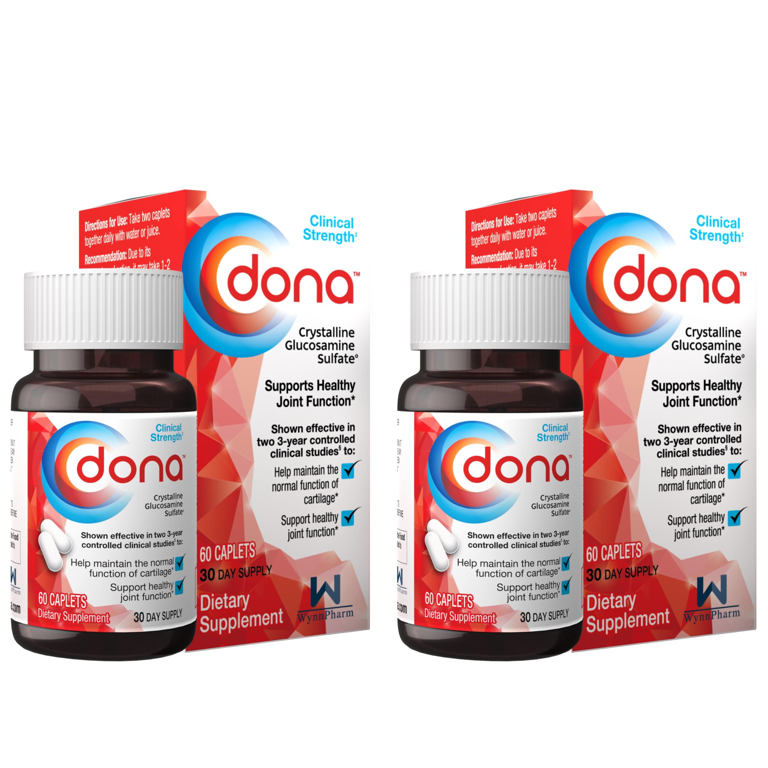Dona Glucosamine Sulfate Cristallin 750 mg, boîte: soutien potentiel à la mobilité.