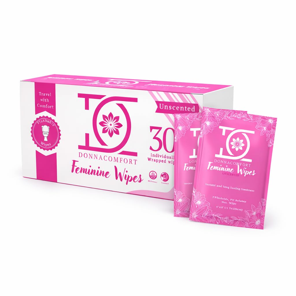 DonnaComfort lingettes intimes jetables avec Aloe, douceur apaisante pour peaux sensibles.