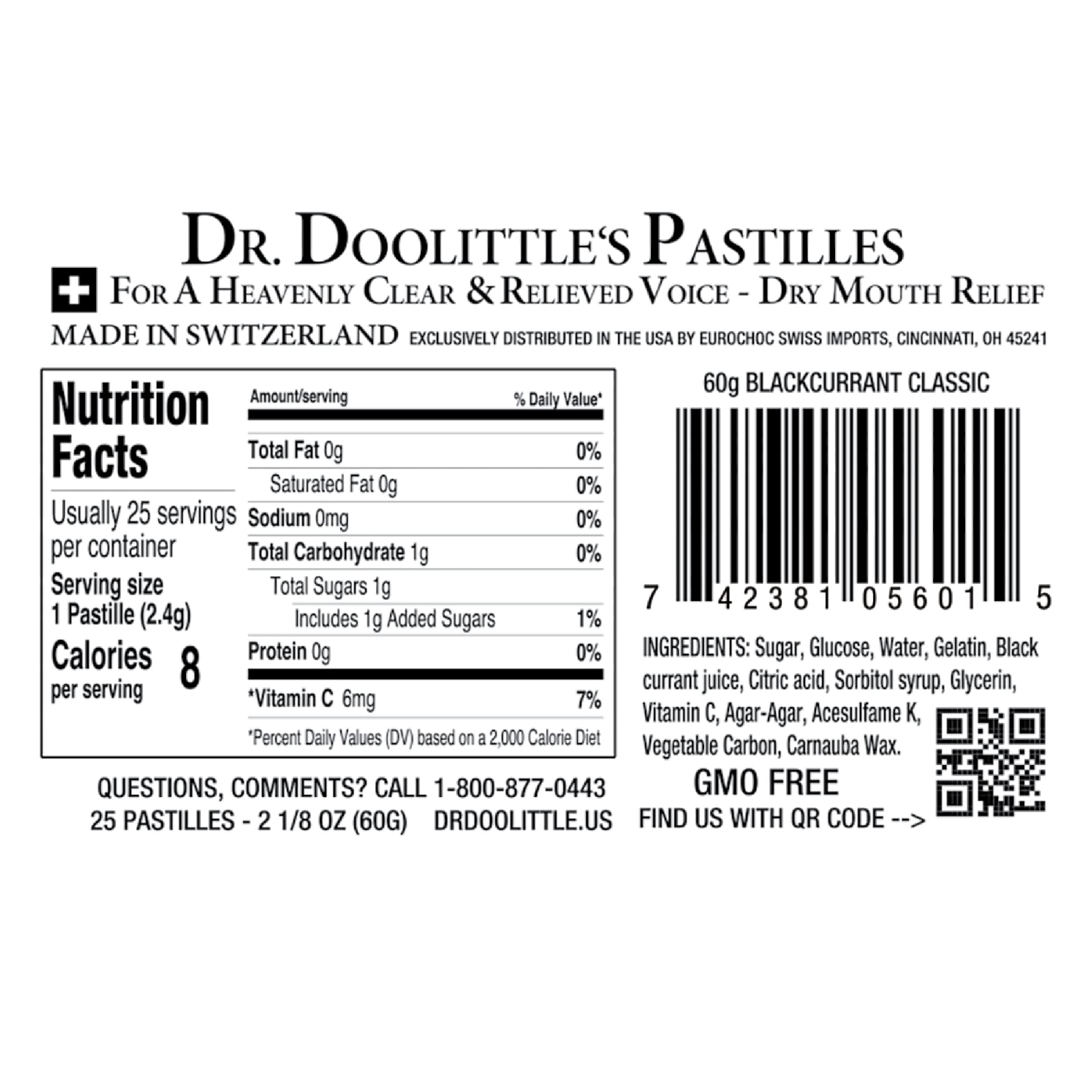 DOOLITTLE étiquette cassis et arôme fruité sur l'emballage.