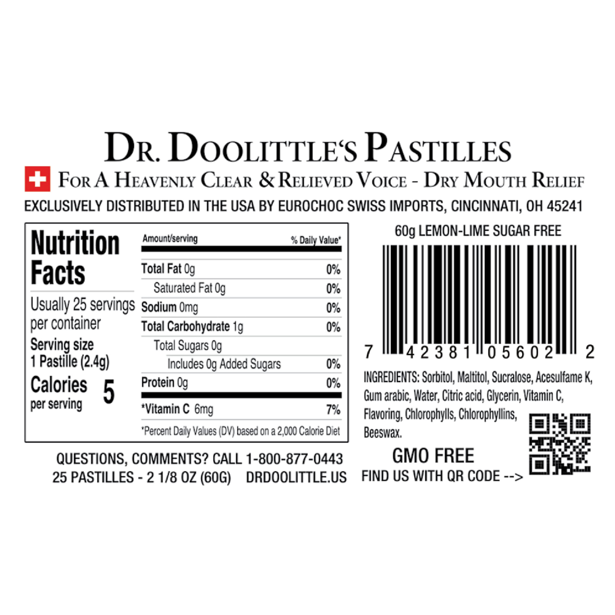 DOOLITTLE pastilles citron-lime, arôme frais et vitamine C, utiles pour revitaliser l'haleine.
