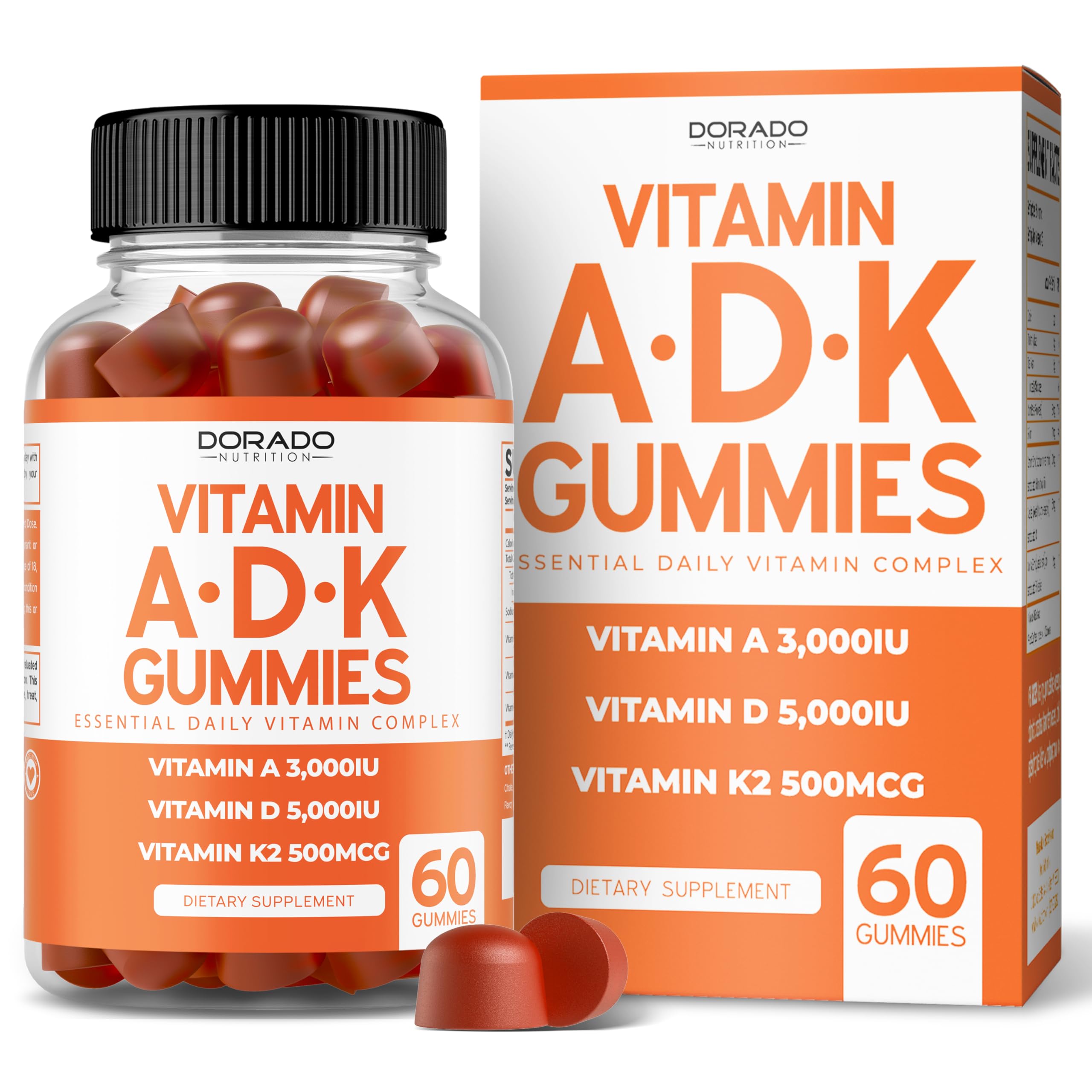 Gommes ADK de Dorado Nutrition, bouteille ouverte, prise pratique.