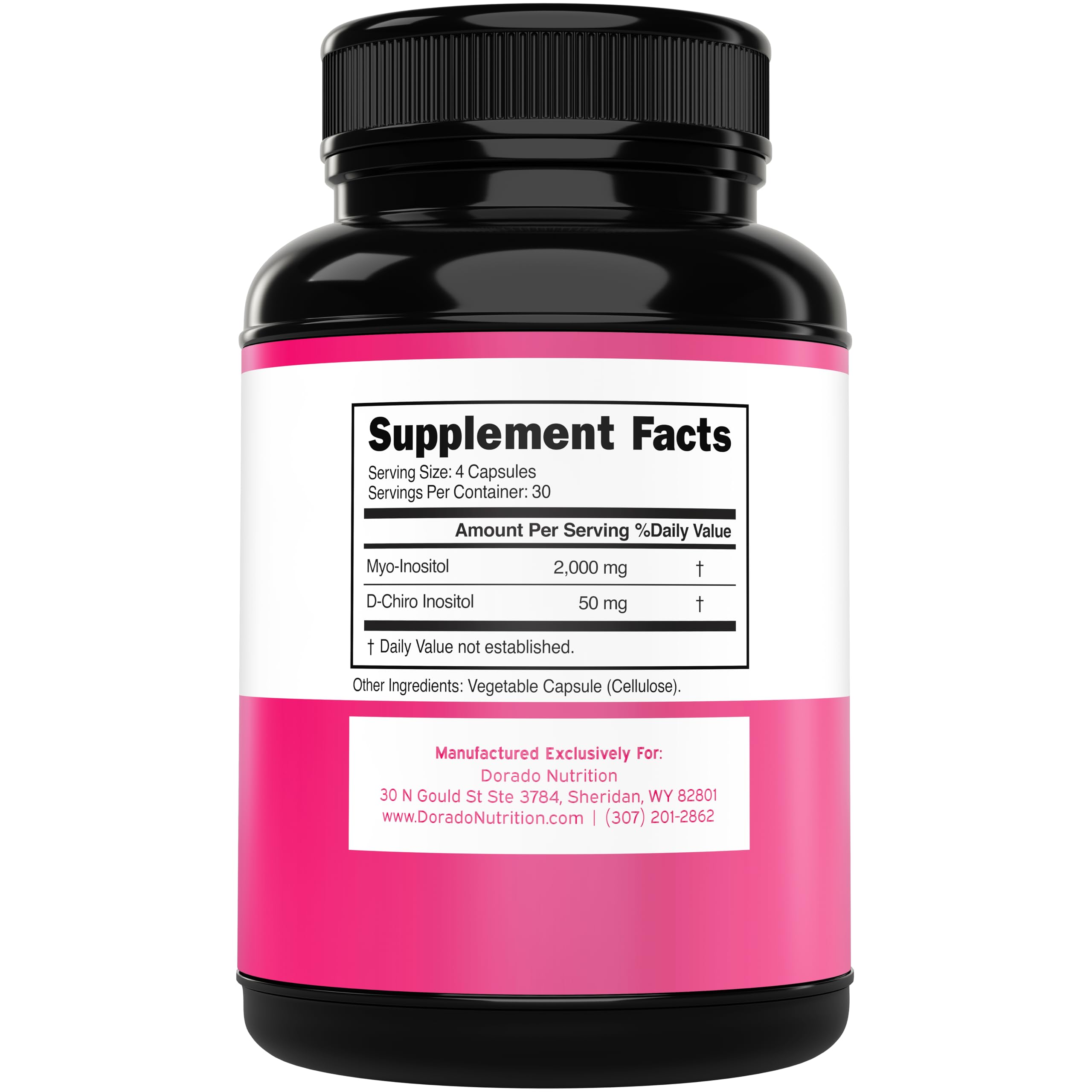 Gélules Dorado Nutrition Myo-Inositol et D-Chiro-Inositol, faciles à avaler au quotidien.