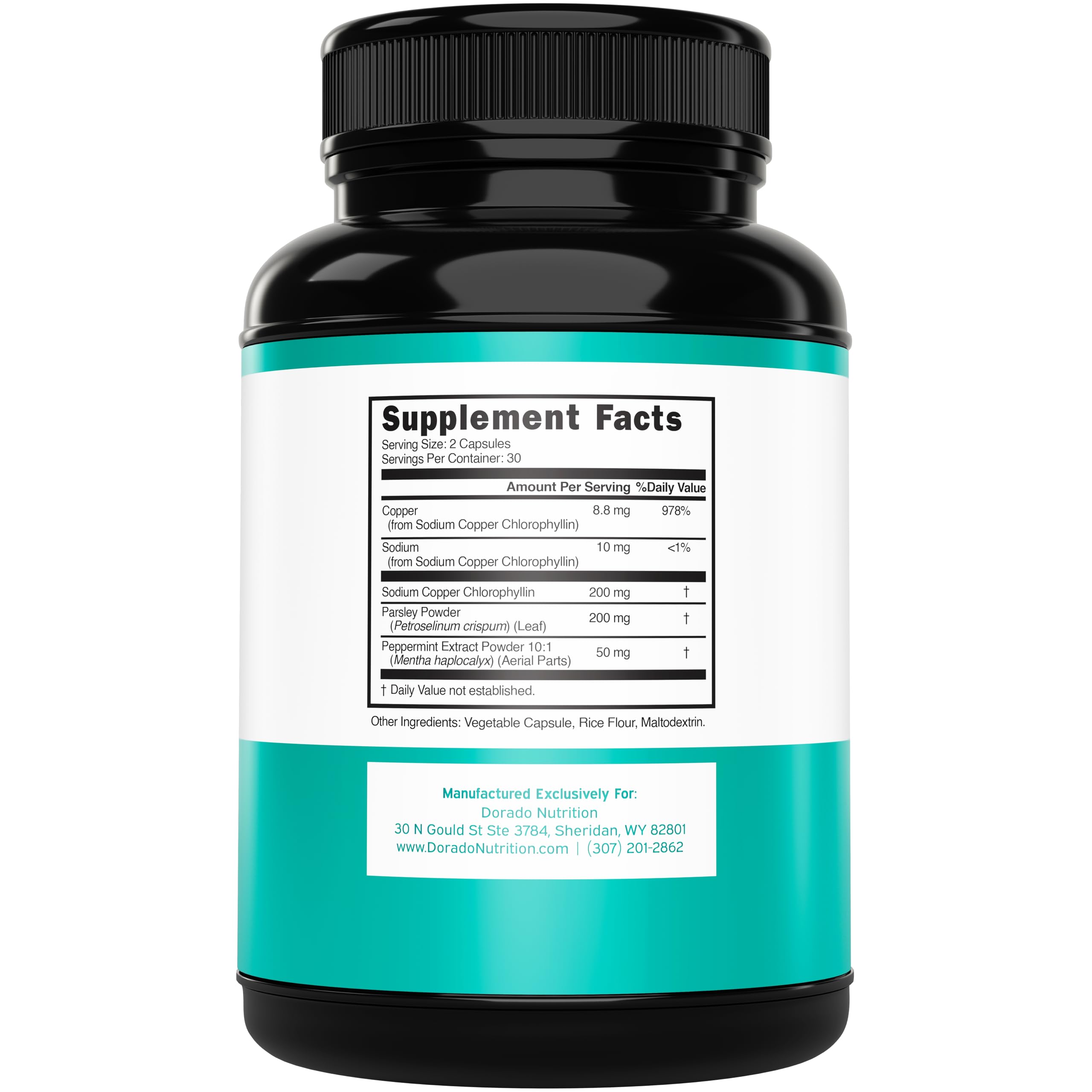 DORADO NUTRITION chlorophylle bouteille pratique pour usage quotidien.