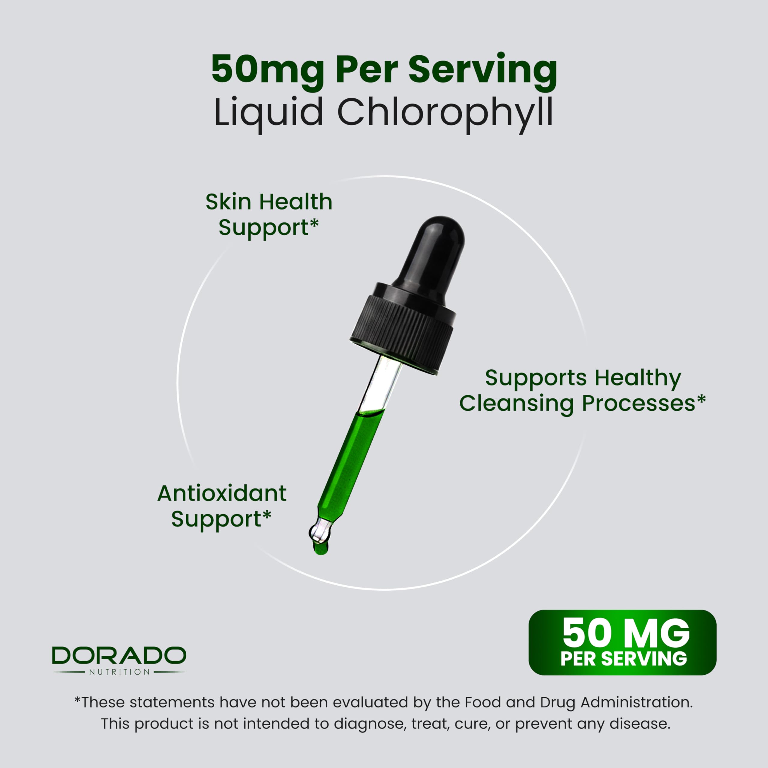 Chlorophylle liquide DORADO NUTRITION – flacon pour peau éclatante et fraîcheur.