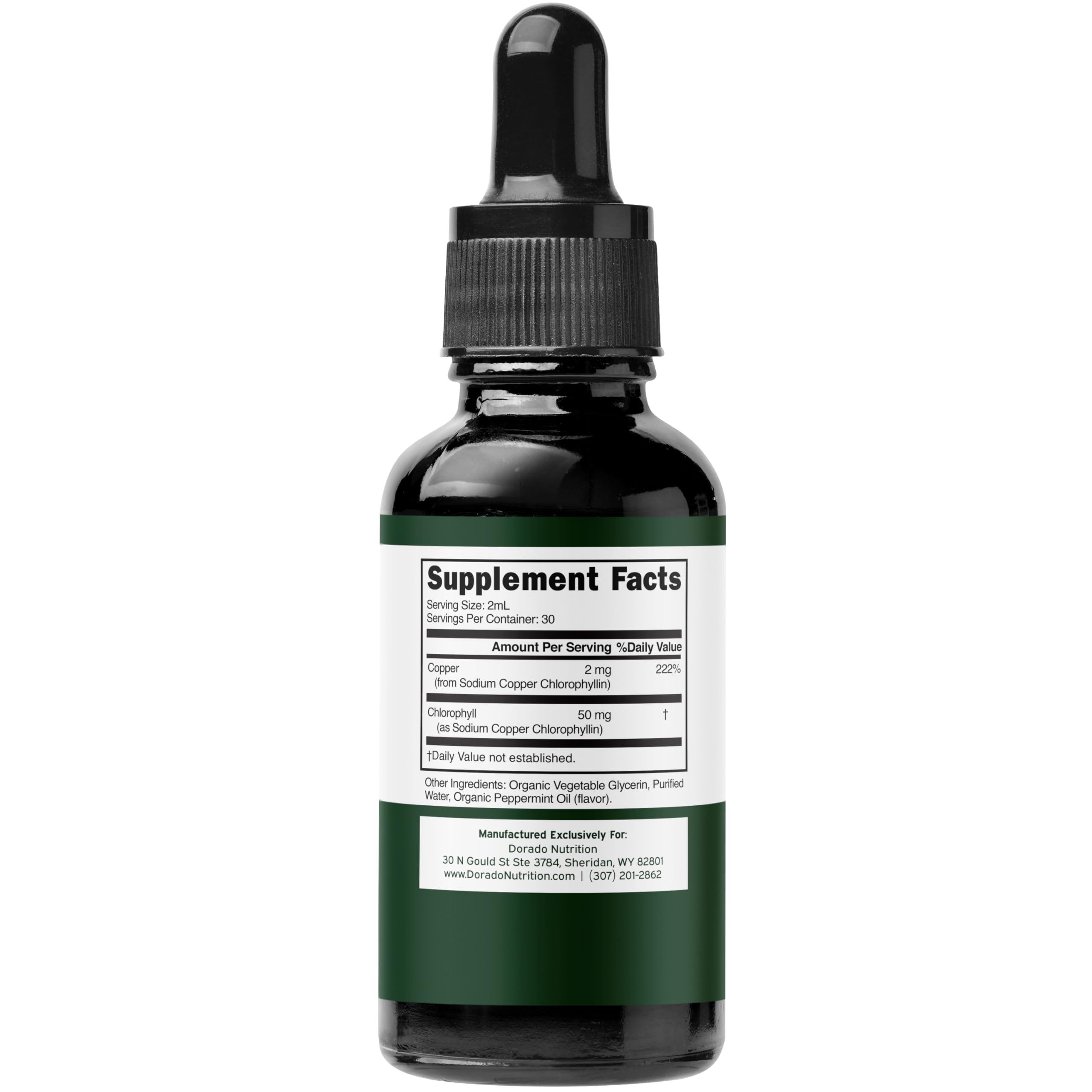 Chlorophylle liquide DORADO NUTRITION – gouttes faciles à prendre pour absorption rapide.