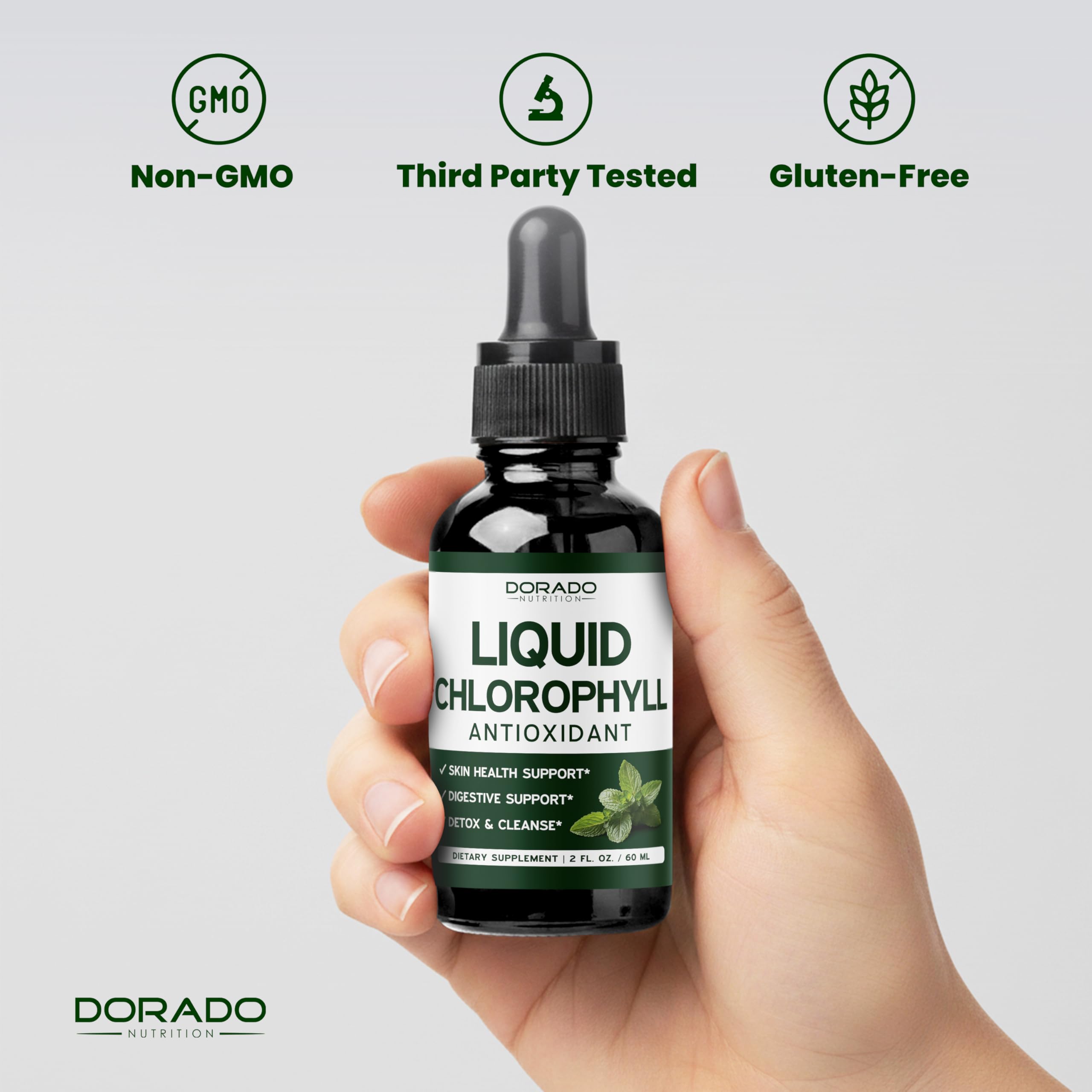 Chlorophylle liquide DORADO NUTRITION – flacon pratique et certification GMP.