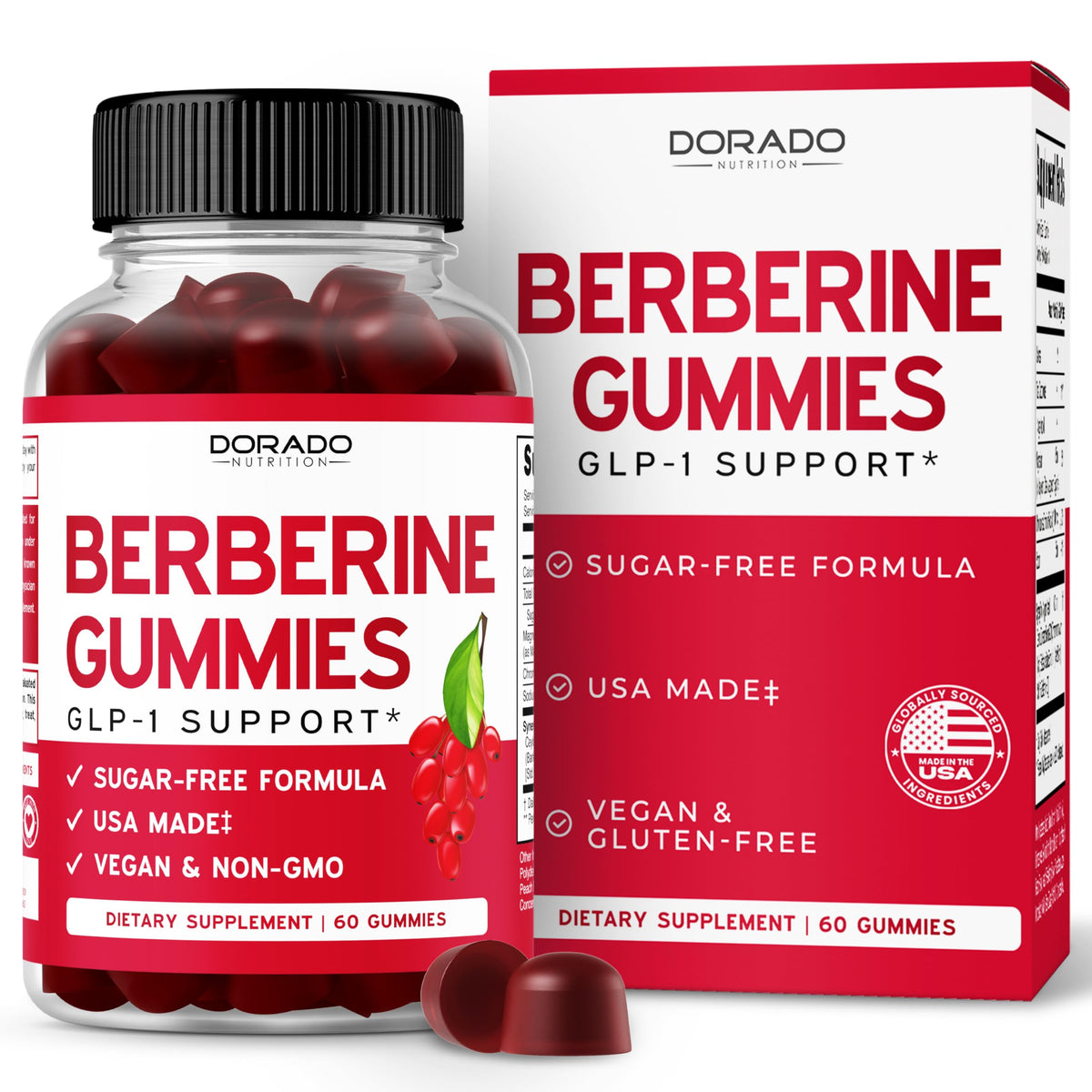 Gommes Berberine Dorado Nutrition dans une boîte de 60, pratique au quotidien
