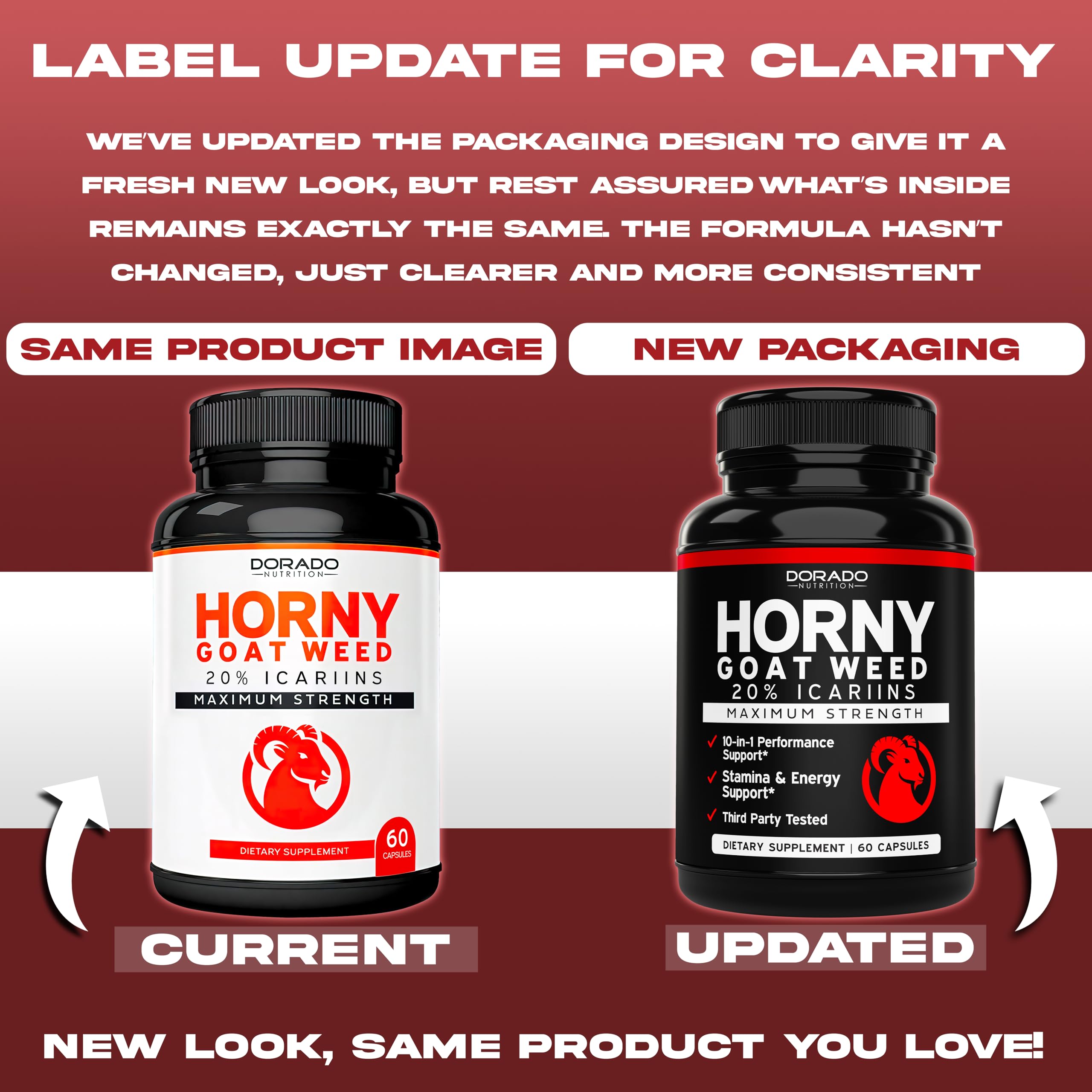 Bouteille Horny Goat Weed Dorado Nutrition avec emballage soigné.