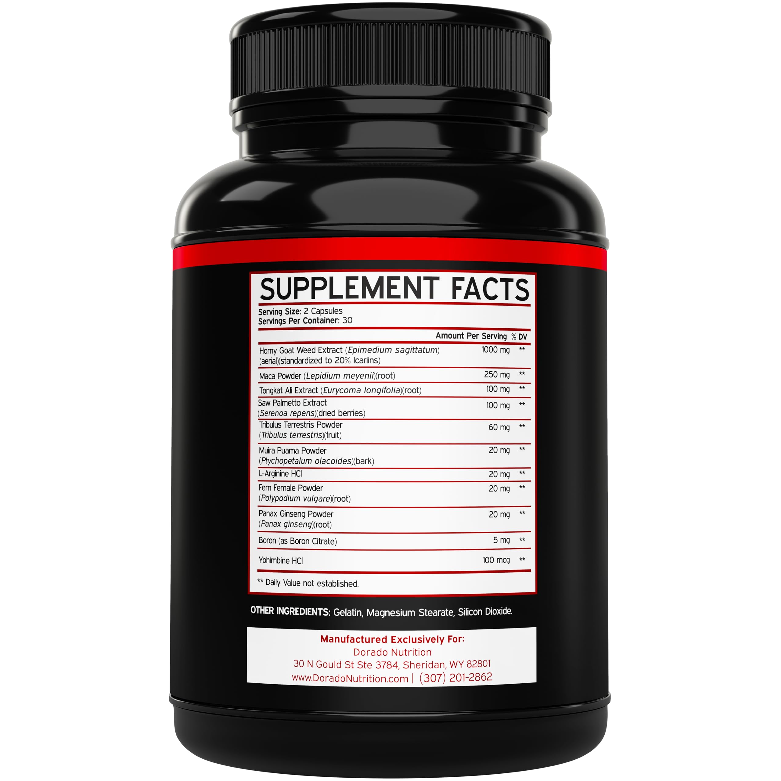 Capsule Horny Goat Weed Dorado Nutrition vue rapprochée et pratique.