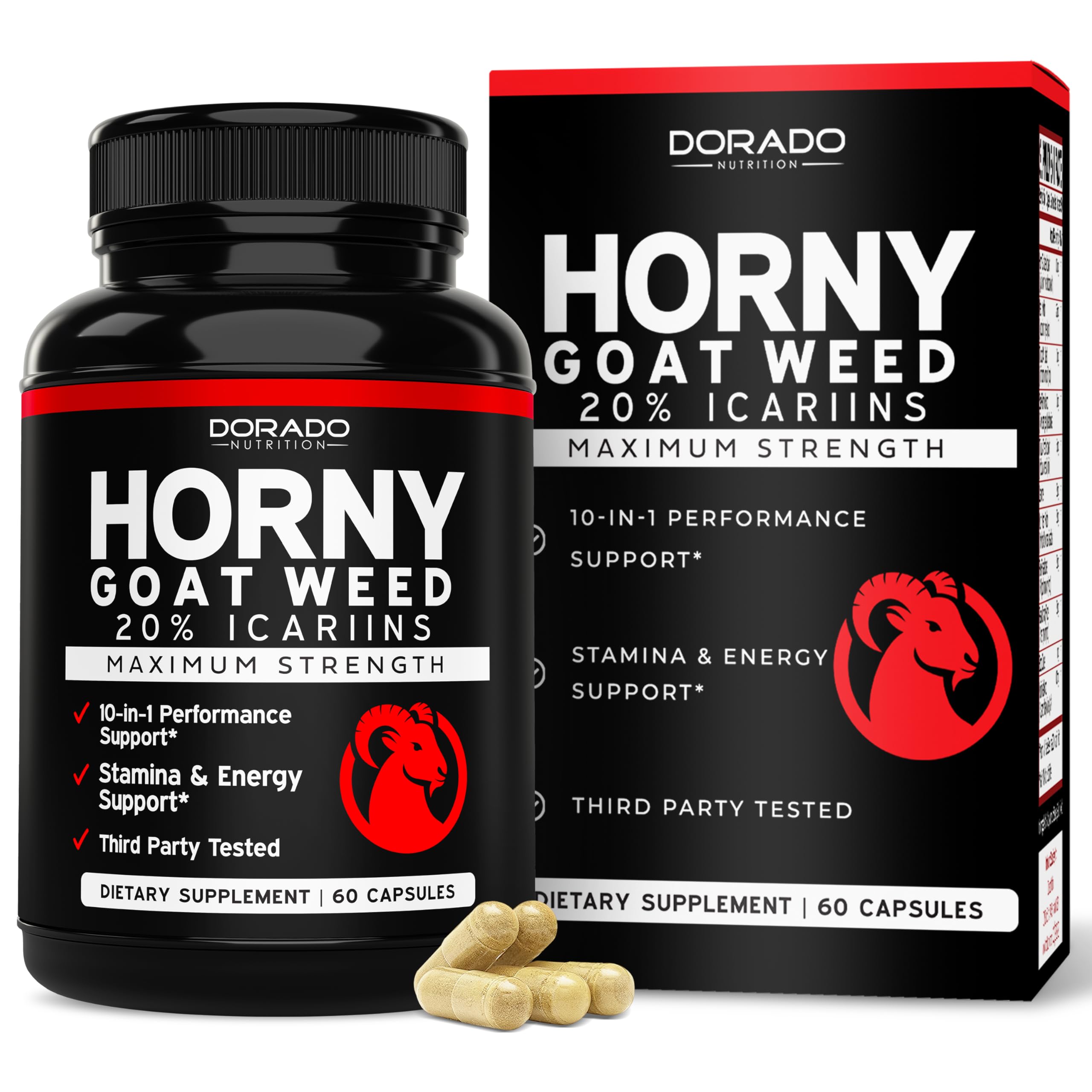 Capsules Horny Goat Weed de Dorado Nutrition pour énergie et circulation.