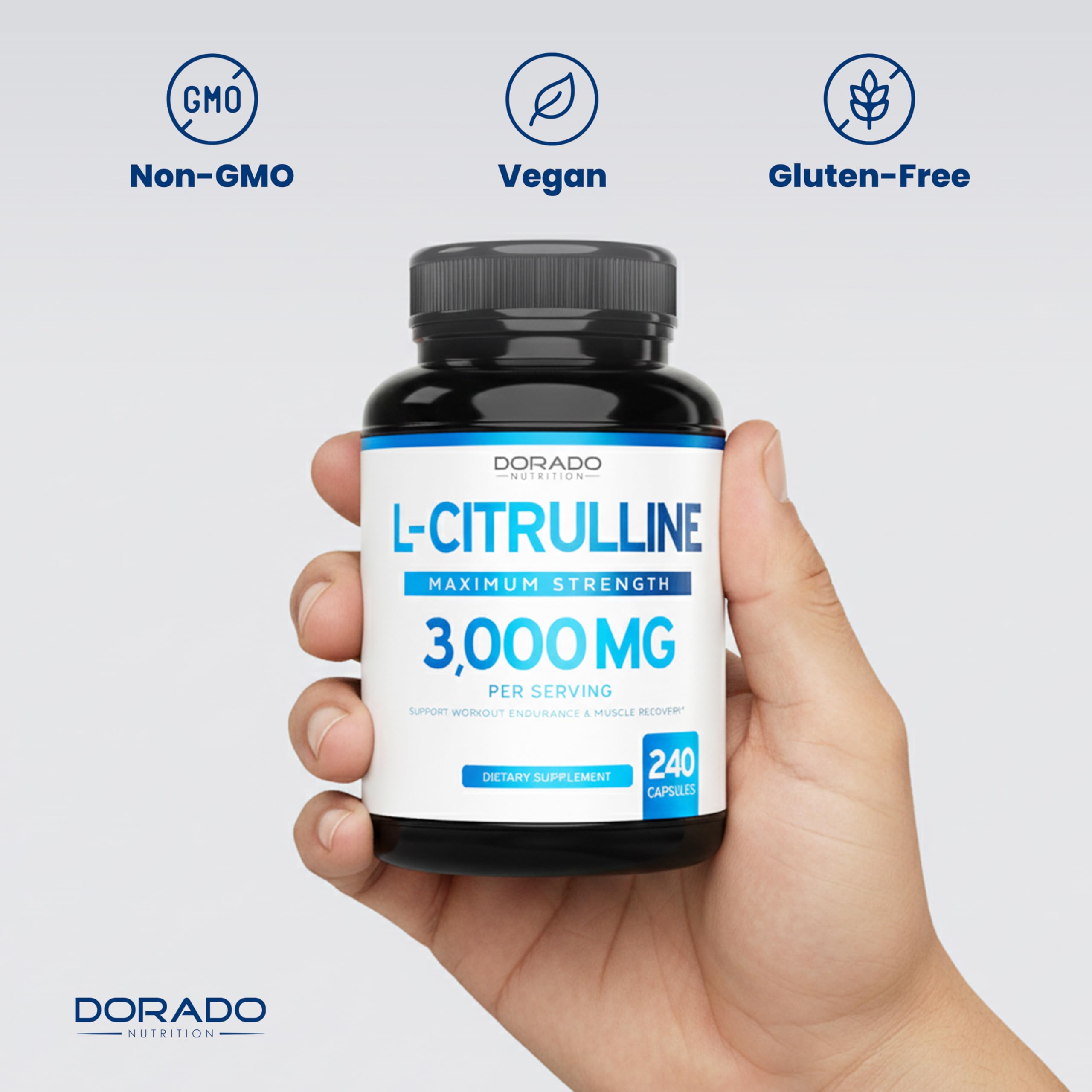 Dorado Nutrition L-Citrulline 3000mg – Fabrication États‑Unis et normes GMP.