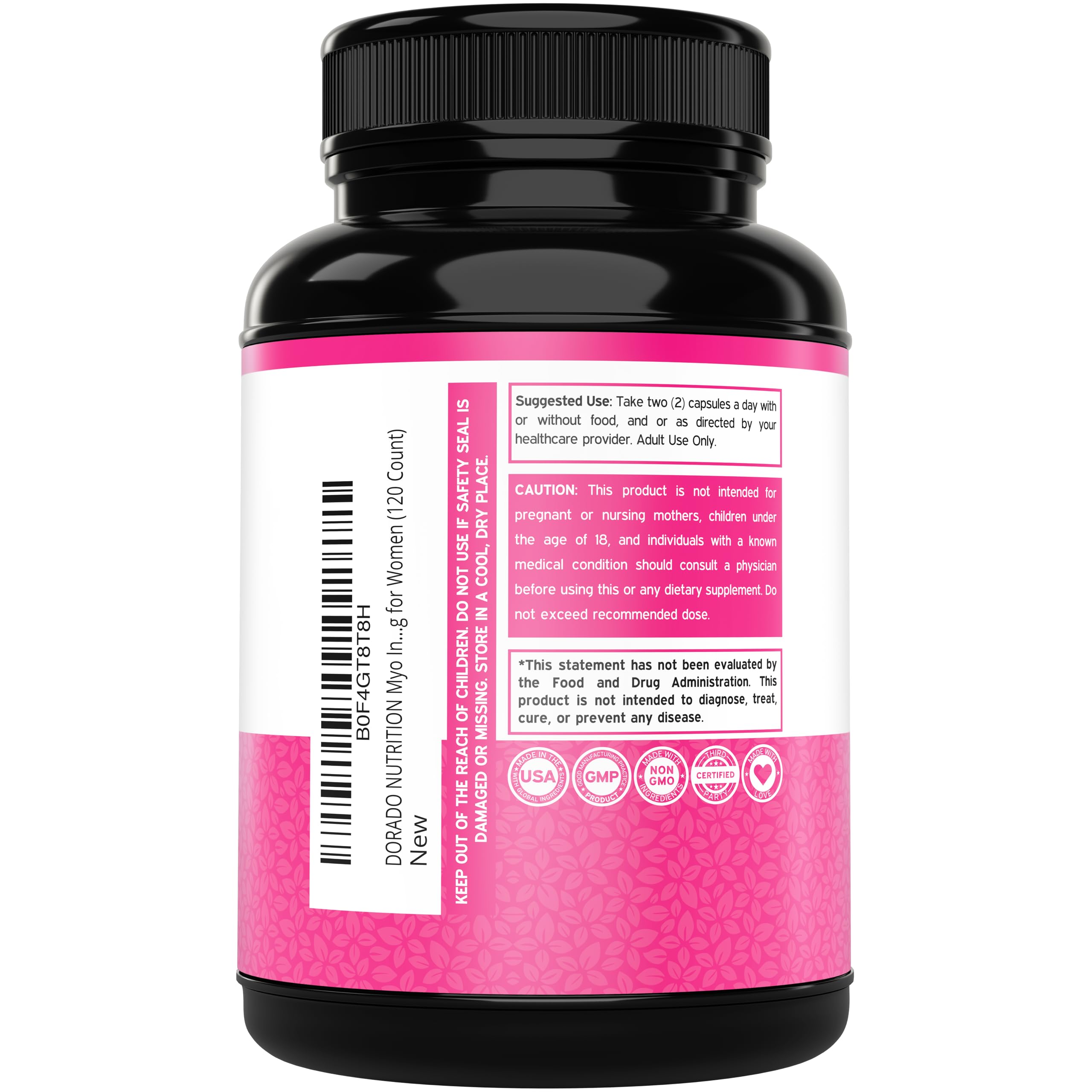DORADO NUTRITION Myo-Inositol – emballage sans sucre et sans OGM pour une routine simple.