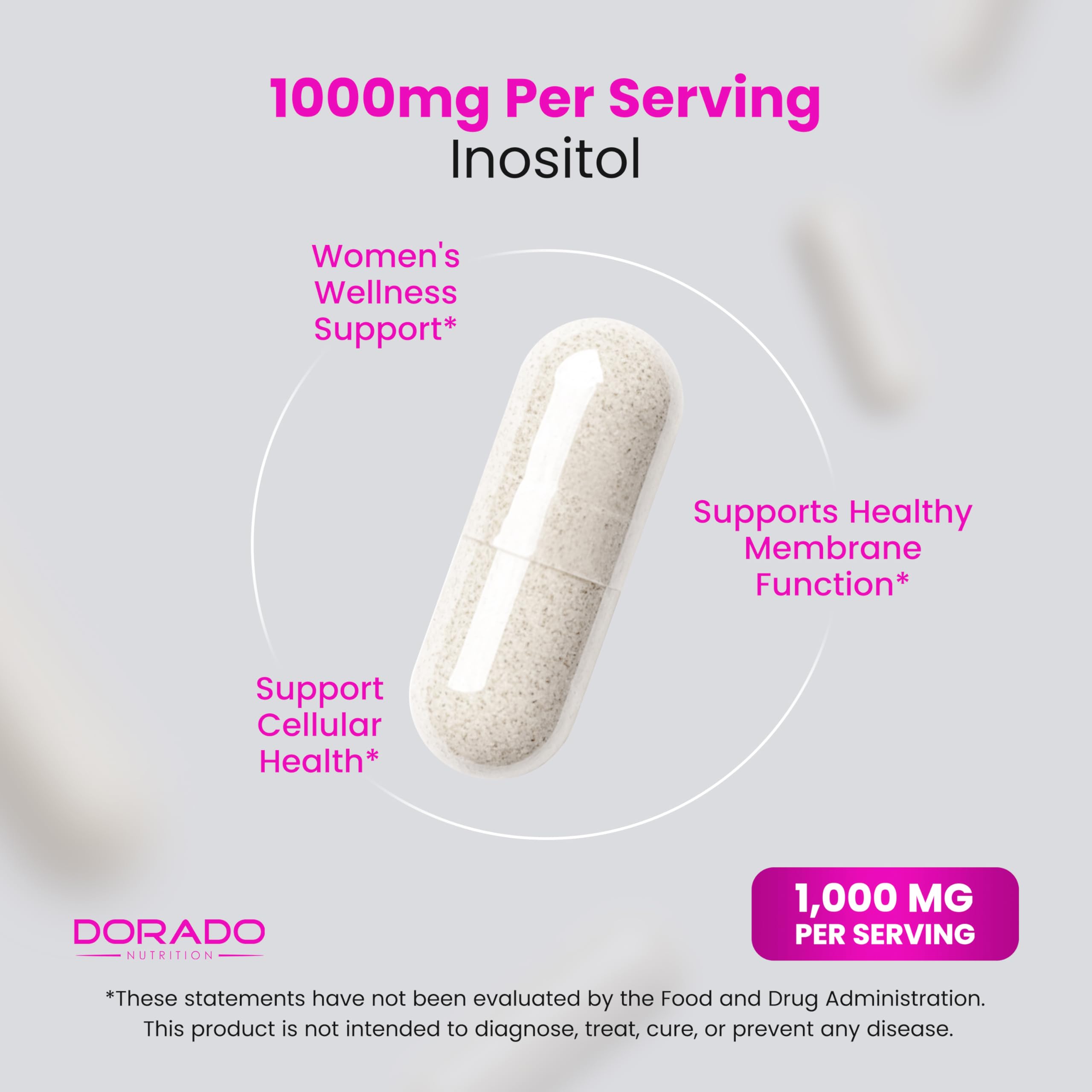 DORADO NUTRITION Myo-Inositol – produit végétarien sans gluten, adapté à différents régimes.