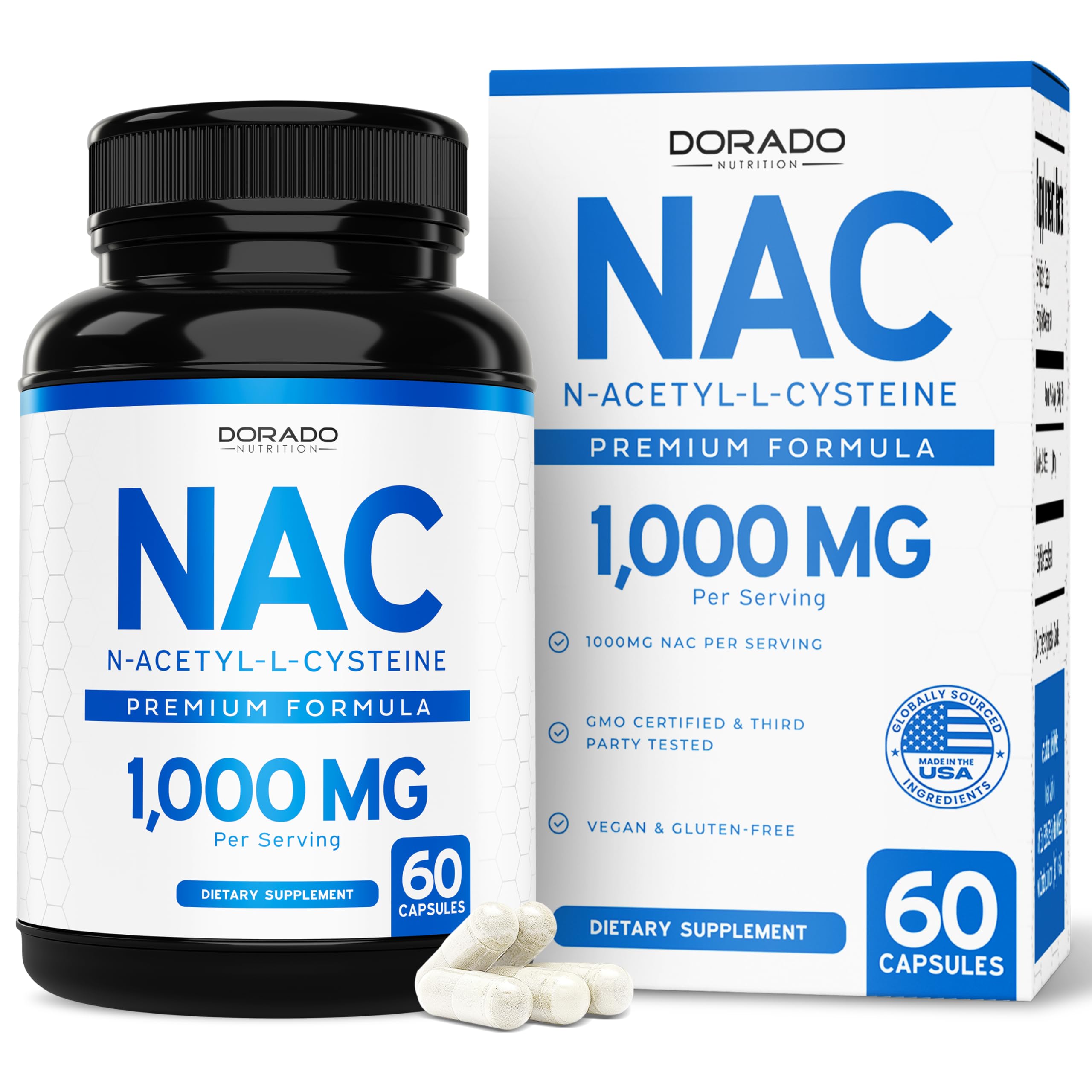 Dorado Nutrition NAC 1000 mg en capsule pour le soutien cellulaire quotidien