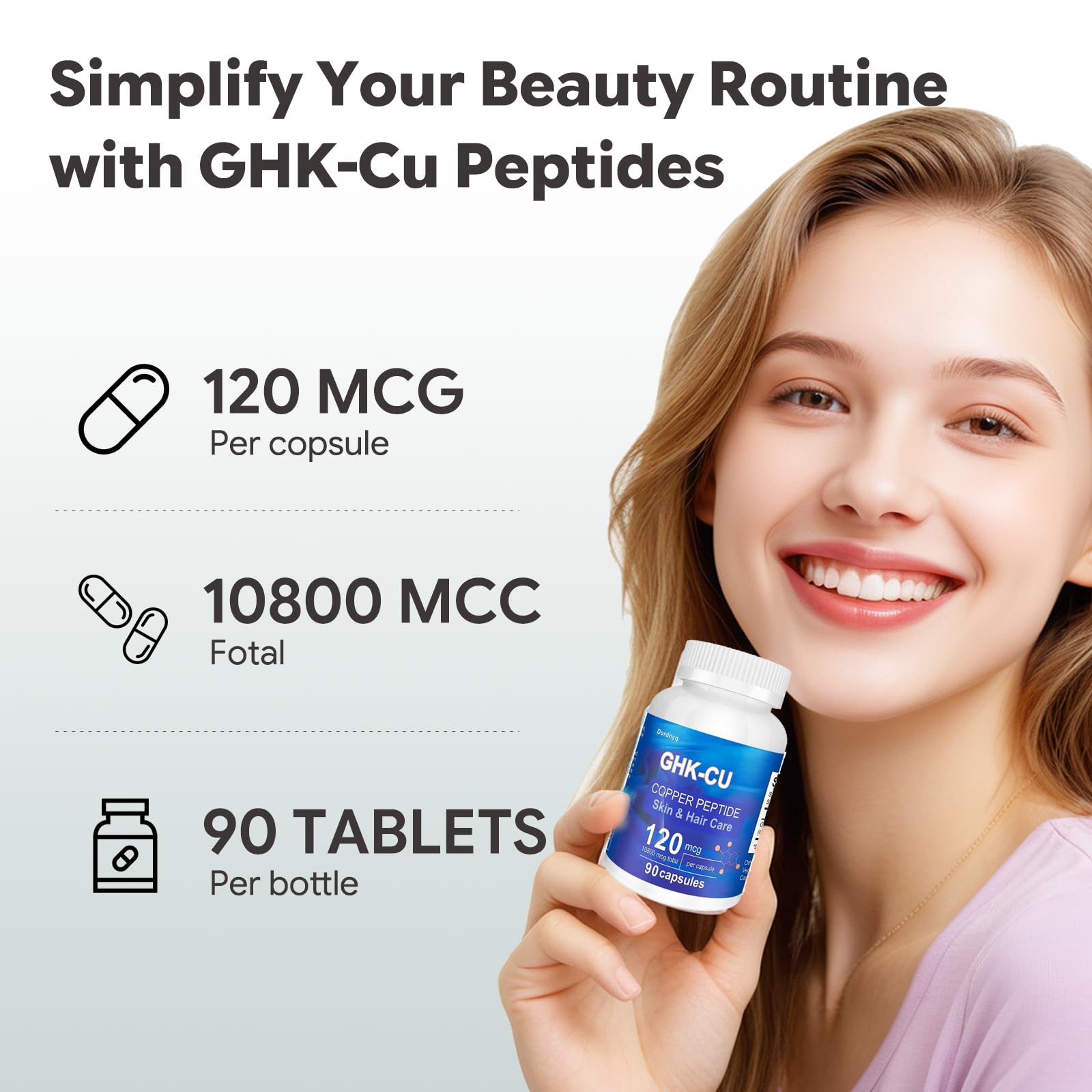 Dordnyq GHK-Cu: capsules véganes faciles à intégrer dans la routine.
