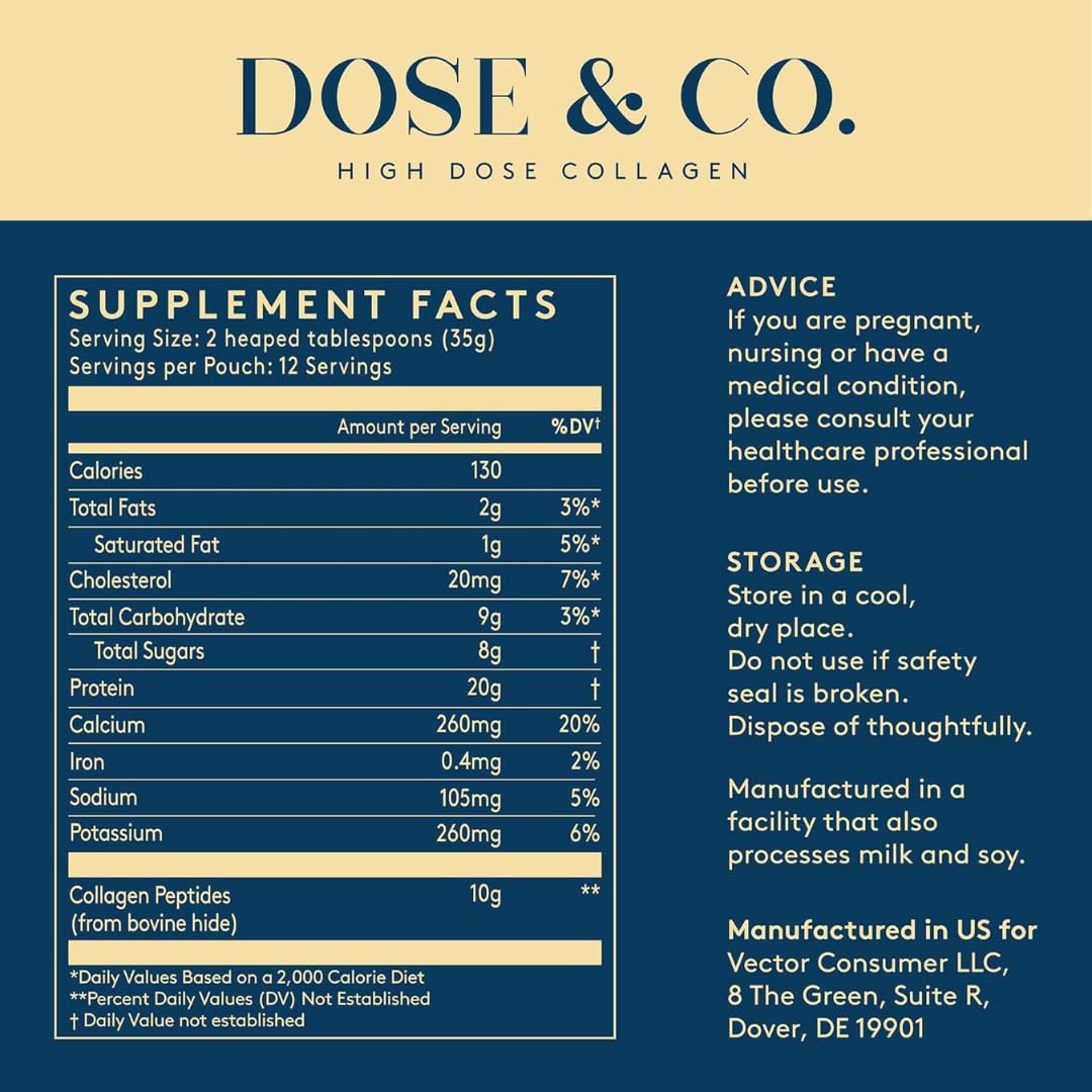 DOSE & CO Collagène Vanille – instructions et conseils de mélange pour routine active.