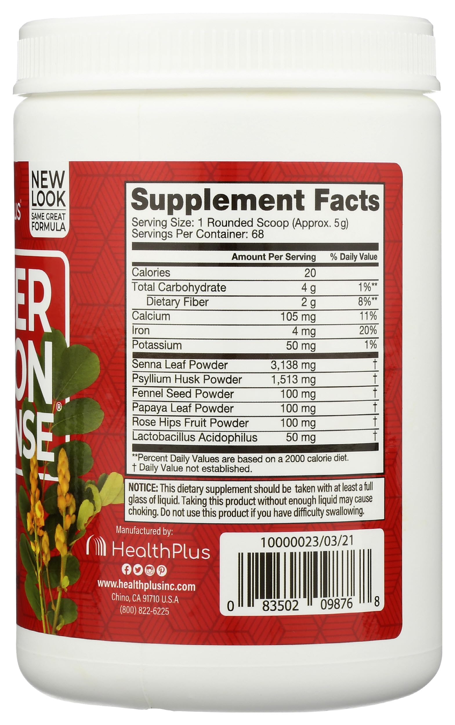 Dose mesurée Health Plus Super Colon Cleanse facilite l'utilisation quotidienne.