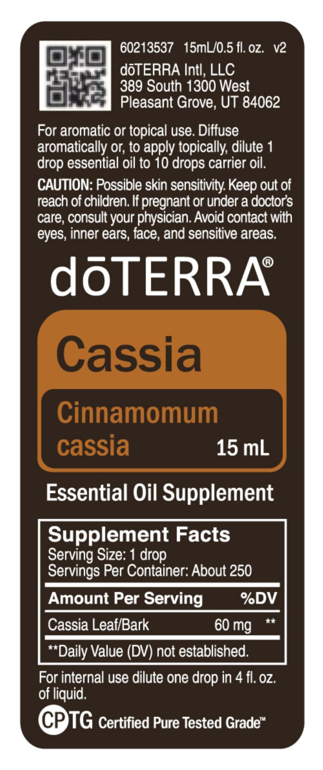 Application cutanée cassia DoTERRA diluée avec une huile porteuse pour usage sûr.