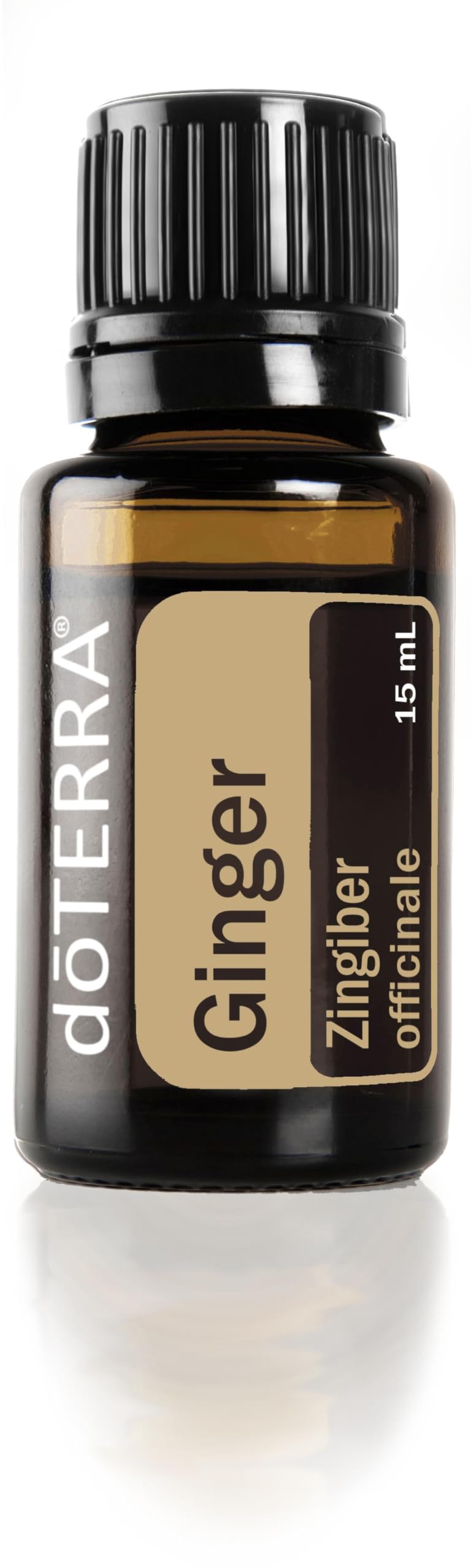 Flacon doTERRA Gingembre huile essentielle; parfum épicé et aromathérapie apaisante.