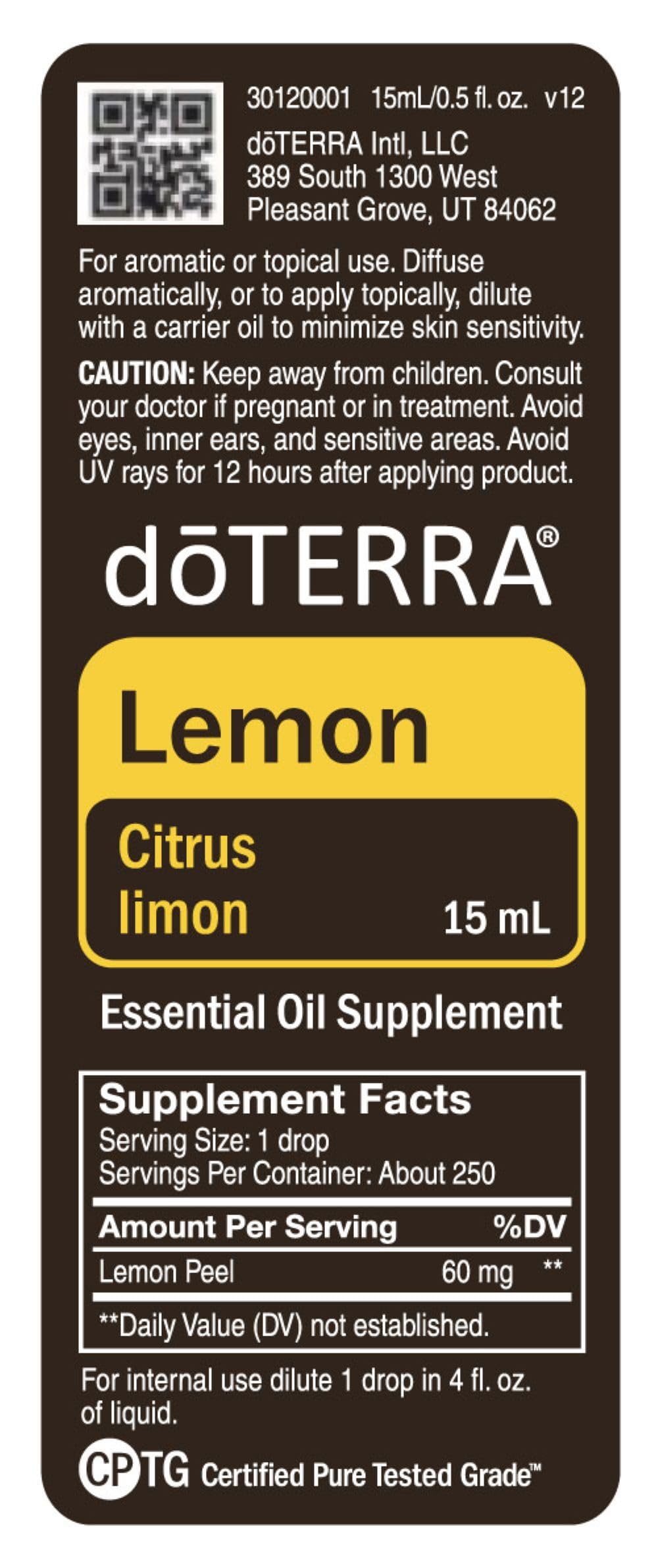 doTERRA Lemon emballage – conditionnement attrayant prêt à offrir
