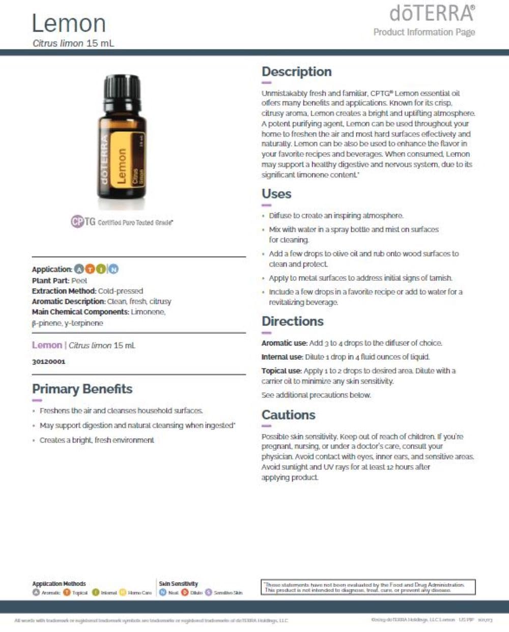 doTERRA Lemon pipette – gouttes controlées pour usage aromatique