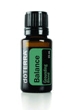 doTERRA Balance : image de la bouteille et versement apaisant pour la détente et l'équilibre.