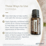 doTERRA Copaiba: etiquette marque facilitant l’identification et l’usage quotidien.