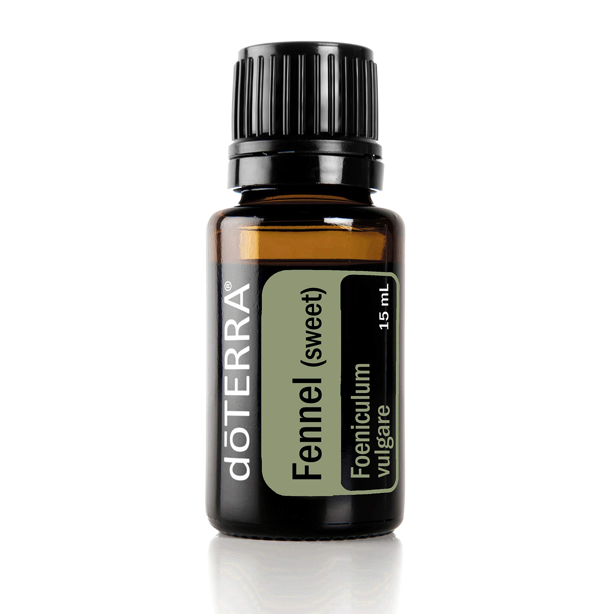 Huile essentielle de fenouil doTERRA, flacon, soutien potentiel à la digestion et à la respiration.