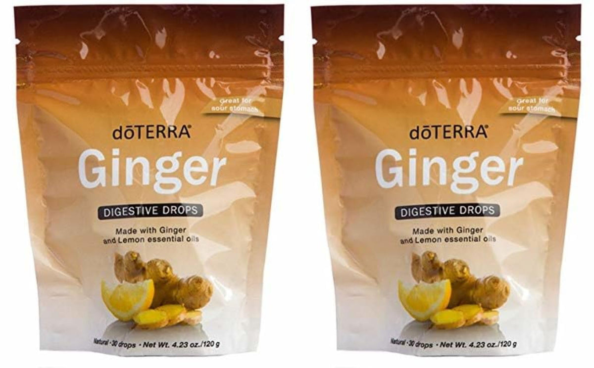 doTERRA gouttes gingembre en bouteille et étiquette, soutien potentiel à la digestion.