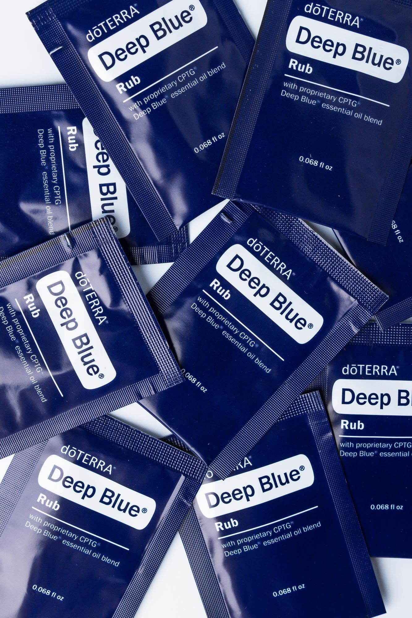 doTERRA Deep Blue Rub échantillon – utilisation après longues journées debout ou après sport.