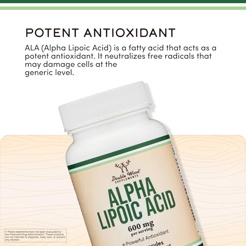 Double Wood Alpha Lipoïque: impression de versement des capsules dans un verre.