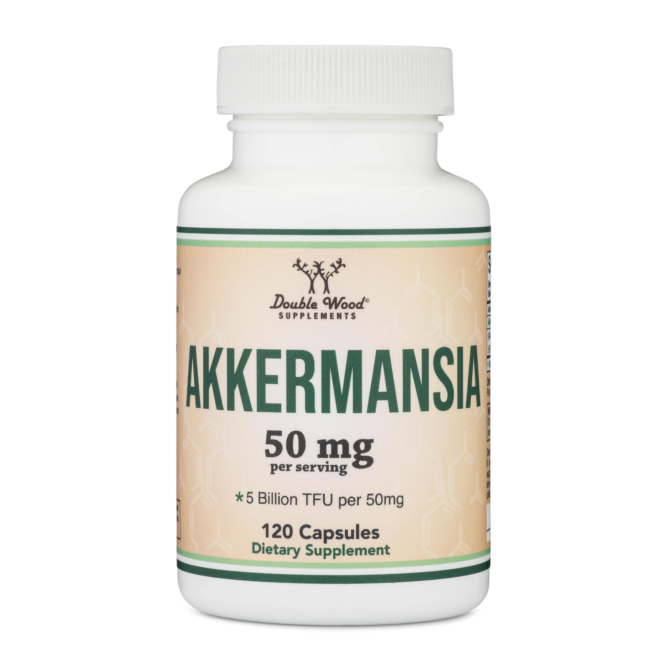 Double Wood Akkermansia : bouteille affichant 60 portions.