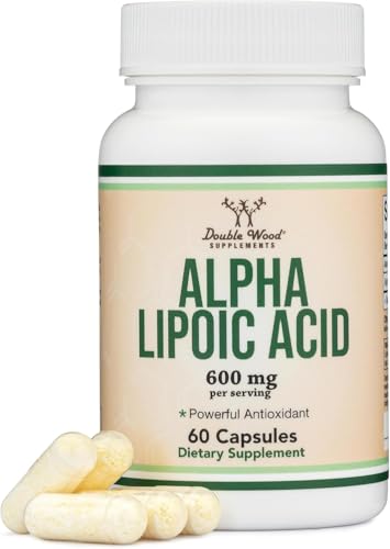 Double Wood Alpha Lipoique Acide – bouteille avec 60 capsules et potentiel antioxydant