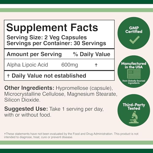 Double Wood Alpha Lipoique Acide – capsules près de l'etiquette et energie potentielle