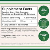 Double Wood Alpha Lipoique Acide – capsules près de l'etiquette et energie potentielle