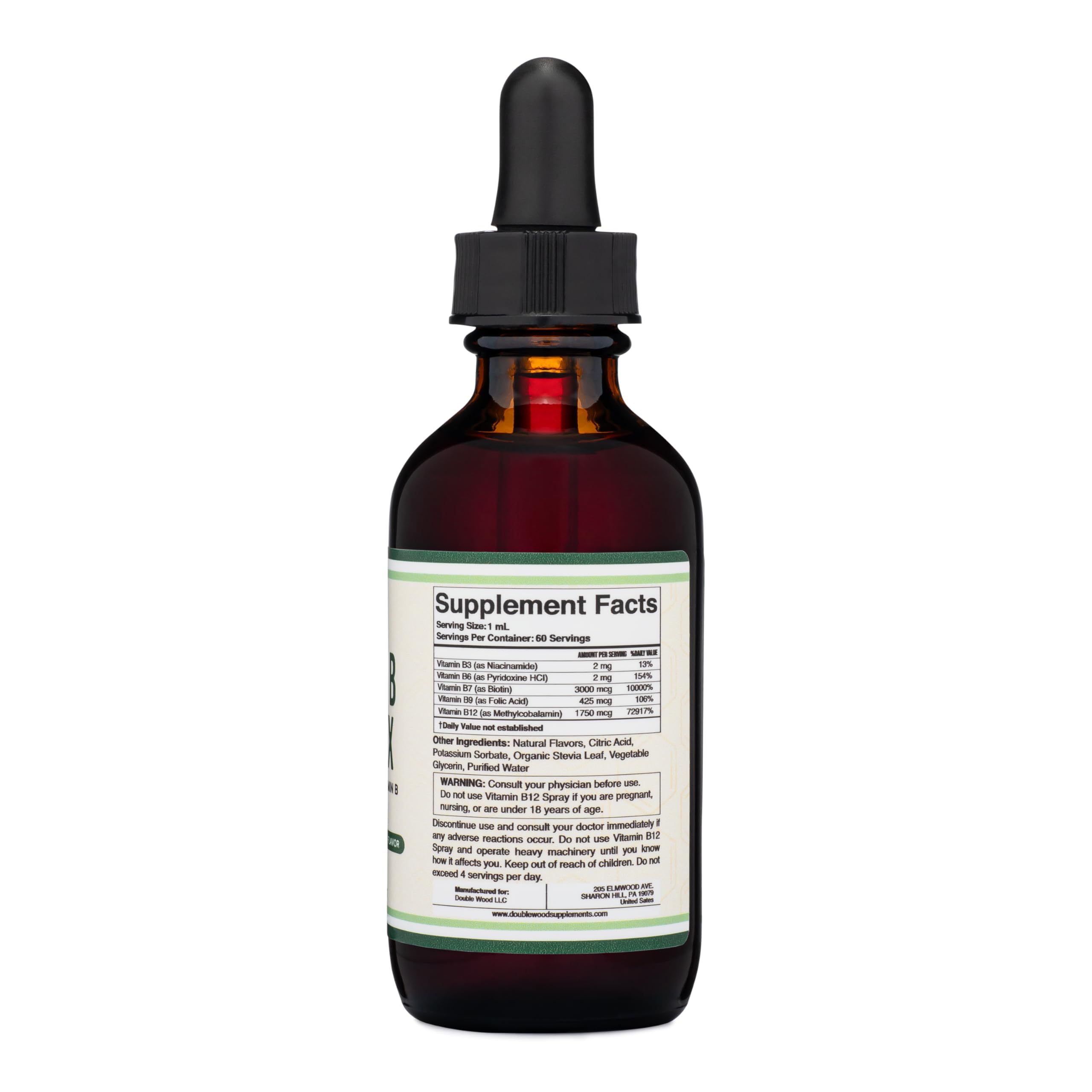 Complexe B liquide Double Wood avec absorption maximale et métabolisme soutenu.