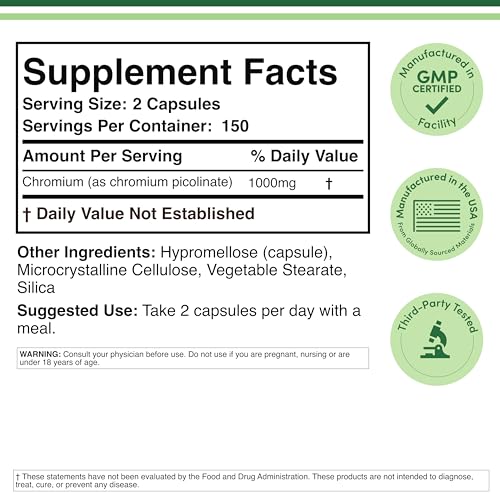 Double Wood Supplements chromium-picolinate 1000mcg – capsules véganes faciles à avaler.