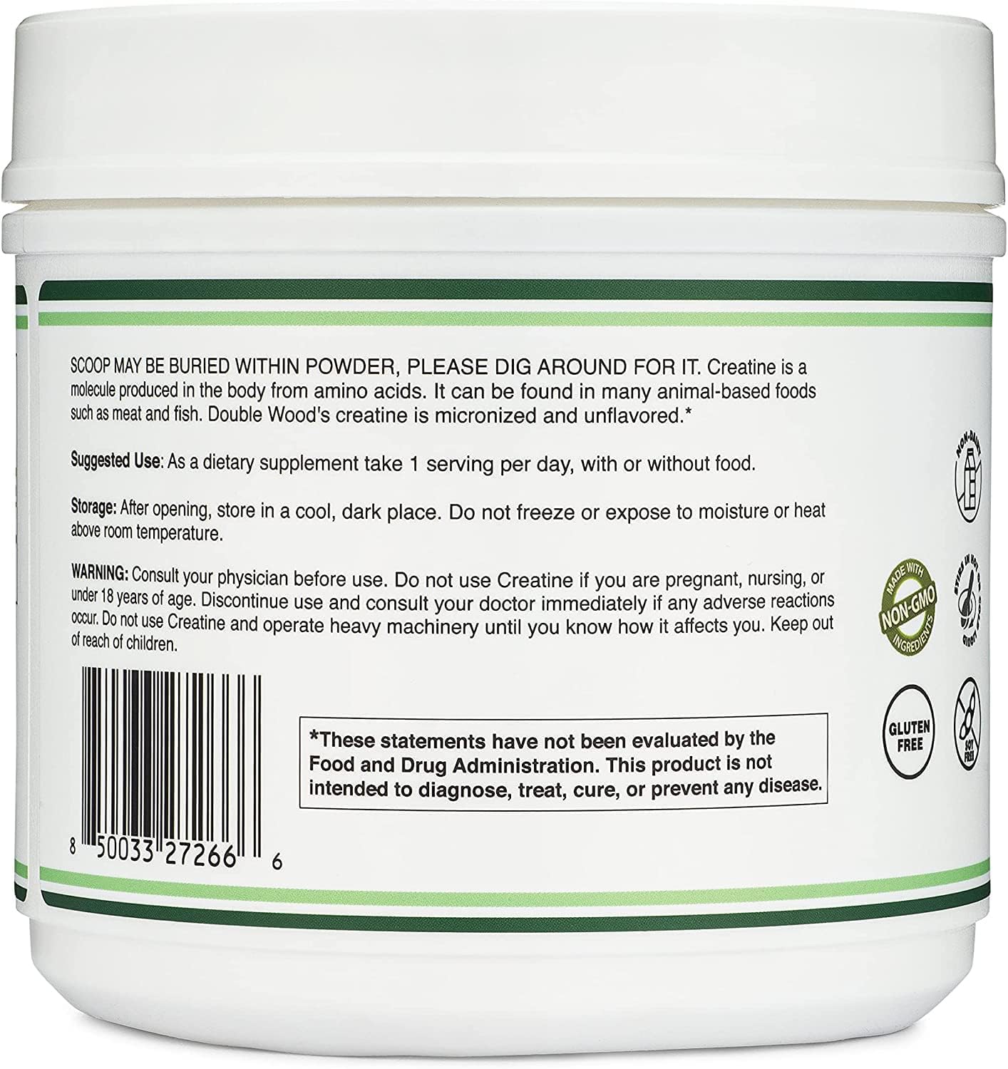 Double Wood Creatine Monohydrate – préparation-eau: se dilue facilement dans votre boisson.
