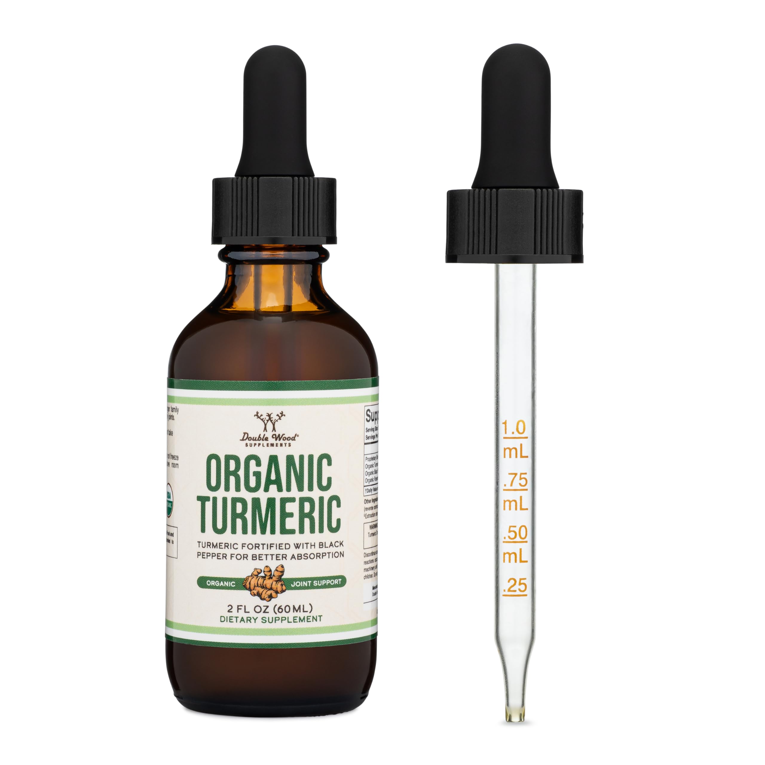 Gouttes Double Wood curcuma sans OGM et végétalien, qualité assurée.